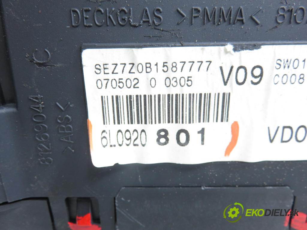 SEAT IBIZA III (6L1) HB 2002 47,00 1.2 12V - AZQ 1198,00 Prístrojovka elektrický 6L0920801 ; 110080104009A