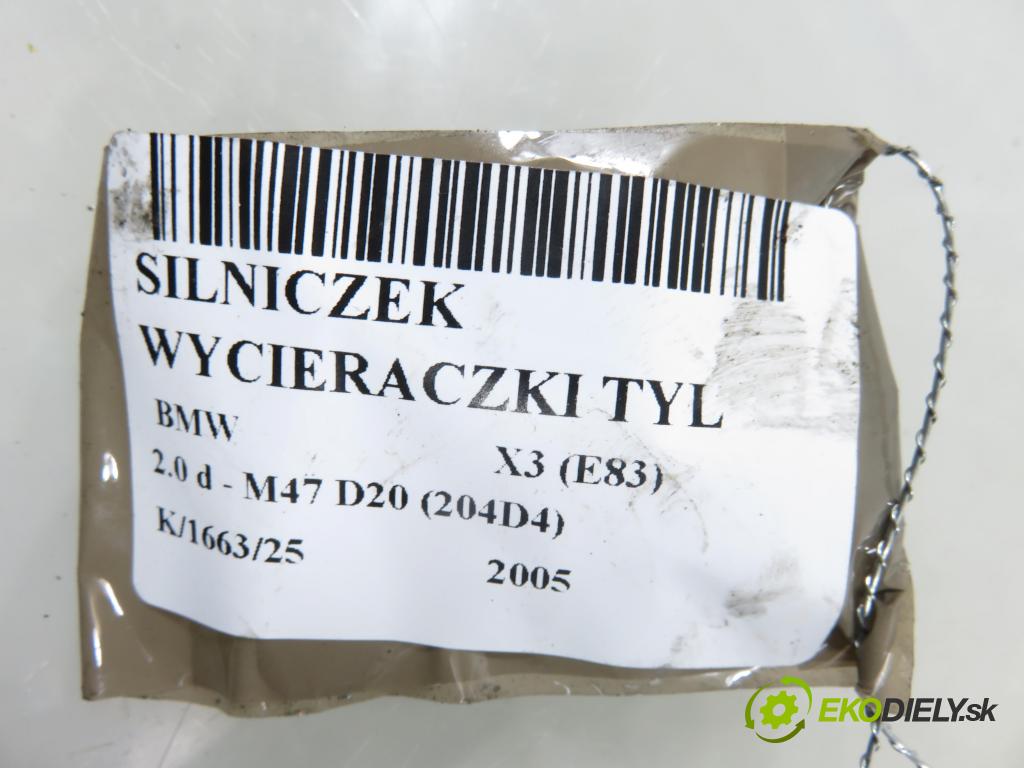 BMW X3 (E83) SUV 2005 110,00 2.0 d 150 - M47 D20 (204D4) 1995,00 Motorček stierače zadné 0390201594 ; 6917907