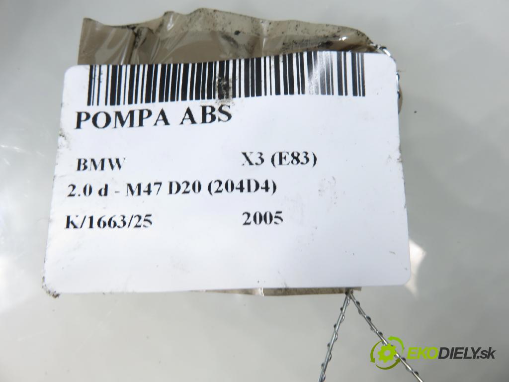 BMW X3 (E83) SUV 2005 110,00 2.0 d 150 - M47 D20 (204D4) 1995,00 Pumpa ABS 3451341929601 (Pumpa ABS)