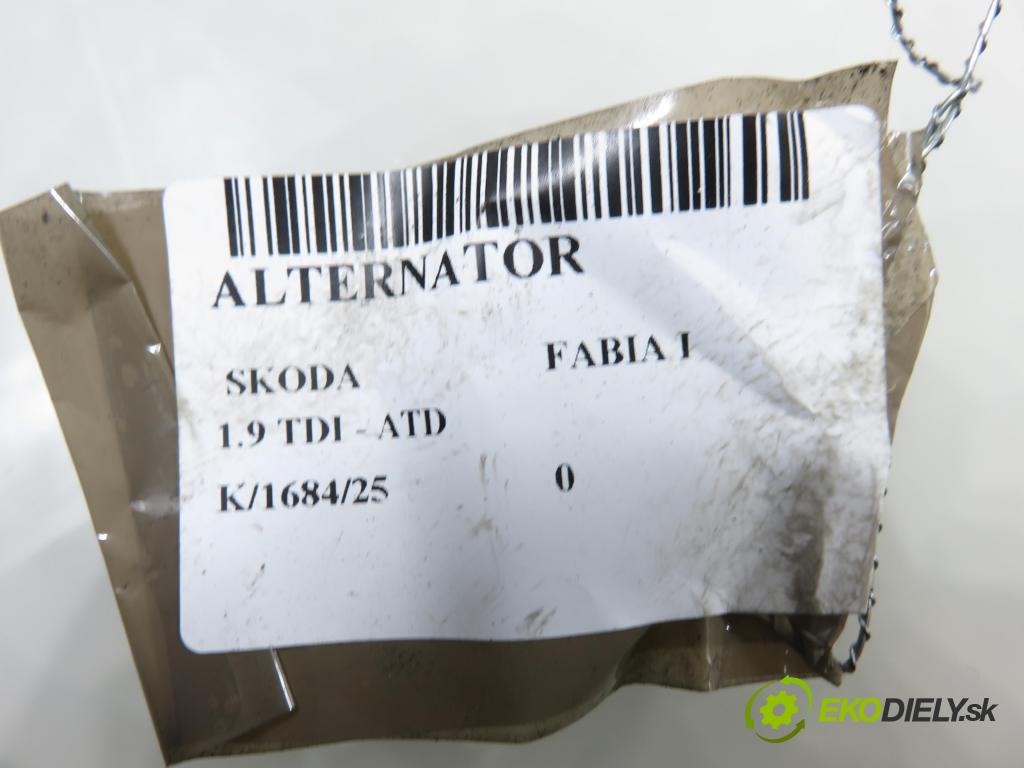 SKODA FABIA I (6Y2) HB 2003 74,00 1.9 TDI PD 100 - ATD 1896,00 Alternátor (Alternátor)