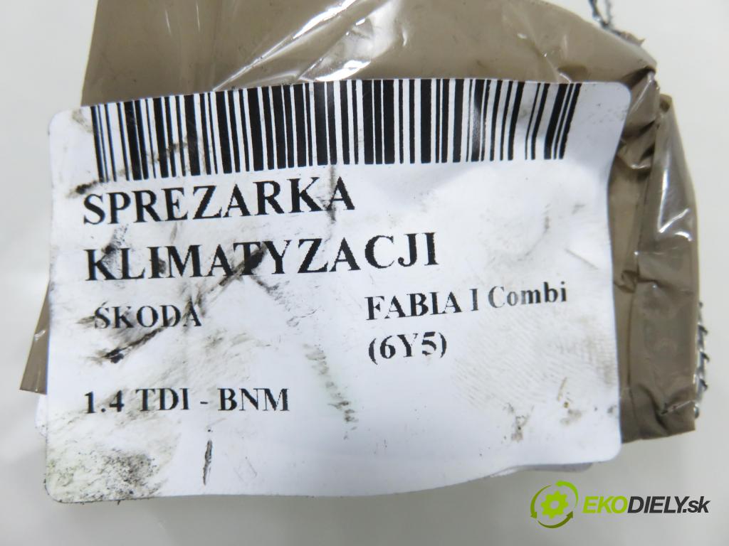 SKODA FABIA I Combi (6Y5) KOMBI 2007 51,00 1.4 TDI - BNM 1422,00 KOMPRESOR: klimatizácie 6Q0820808B (Kompresor klimatizácie)