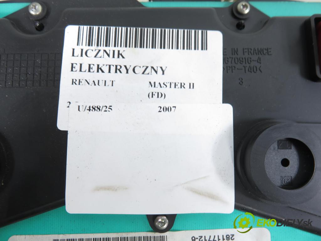 RENAULT MASTER II Skrzynia (FD) FURGON 2007 88,00 2.5 dCi 120 - G9U 650 2464,00 Prístrojovka elektrický P8200467952