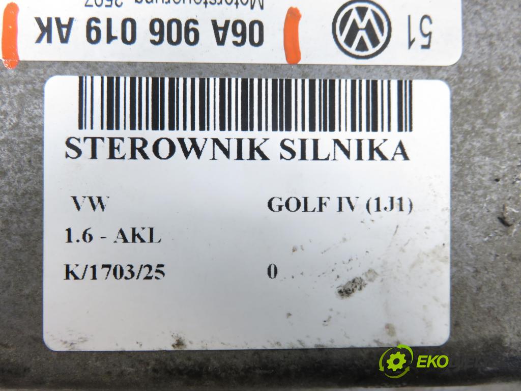 VW GOLF IV (1J1) HB 1999 74,00 1.6 - AKL 1595,00 Riadiaca jednotka Motor 06A906019AK ; 5WP4417