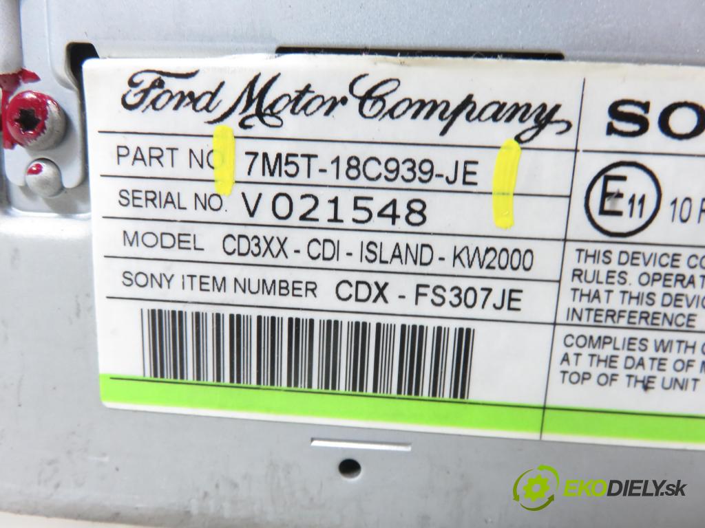 FORD FOCUS II (DA_, HCP) HB 2007 85,00 1.8 TDCi 115 - KKDA 1753,00 RADIO CD 7M5T18C939JE