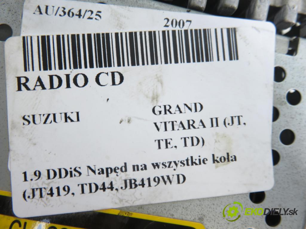 SUZUKI GRAND VITARA II (JT, TE, TD) SUV 2007 95,00 1.9 DDiS 129 4x4 - F9Q 264 1870,00 RADIO CD 3910165JD ; 3910165JD0