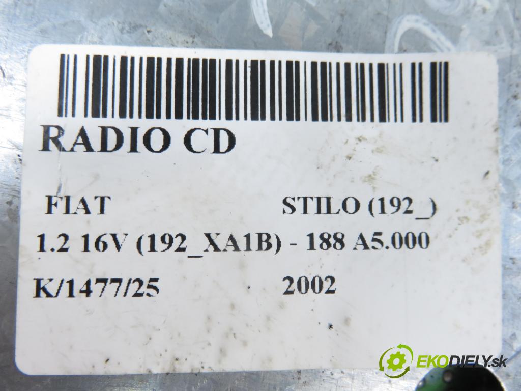 FIAT STILO (192_) HB 2002 59,00 1.2 16V 80 - 188 A5.000 1242,00 RADIO CD 735374218 ; 2FCF18C838JA