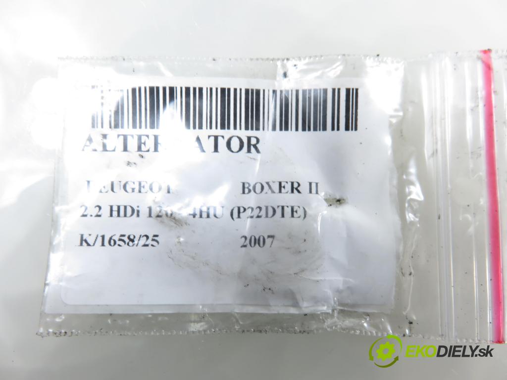 PEUGEOT BOXER Skrzynia FURGON 2007 88,00 2.2 HDi 120 - 4HU (P22DTE) 2198,00 Alternátor 0986047910 (Alternátor)