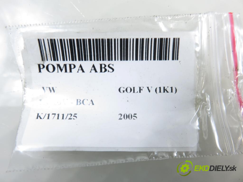 VW GOLF V (1K1) HB 2005 55,00 1.4 16V - BCA 1390,00 Pumpa ABS 1K0907379P ; 10097003153 ; 1K0614117H (Pumpa ABS)