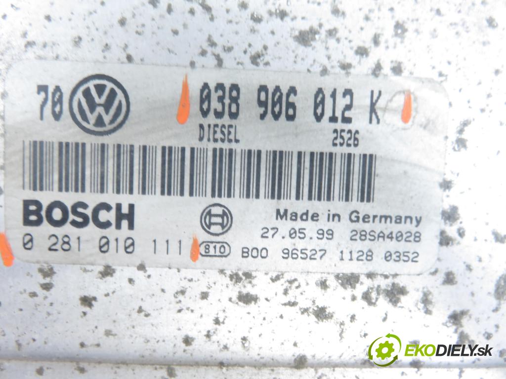 VW BORA (1J2) SEDAN 1999 66,00 1.9 TDI - AGR 1896,00 Riadiaca jednotka Motor 038906012K ; 0281010111