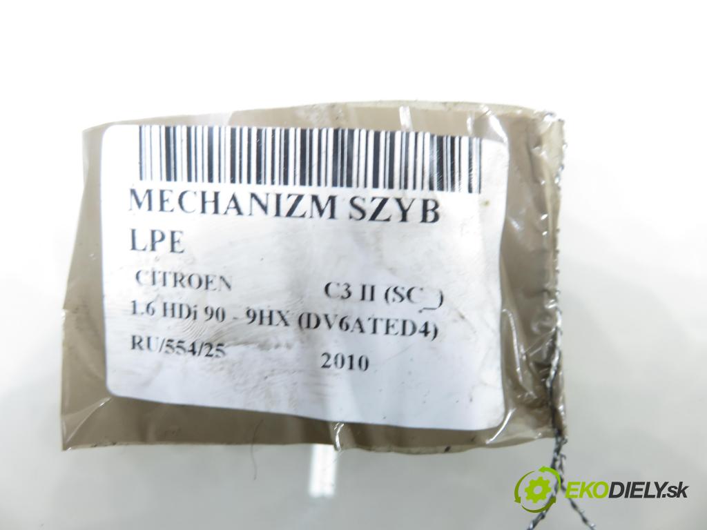 CITROEN C3 II (SC_) HB 2010 0,00 1.6 HDi 90 - 9HX (DV6ATED4) 1560,00 mechanismus oken 9683129680 ; 402217D