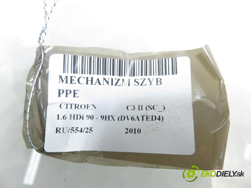 CITROEN C3 II (SC_) HB 2010 0,00 1.6 HDi 90 - 9HX (DV6ATED4) 1560,00 mechanismus oken PPE 9683129580 ; 402216D