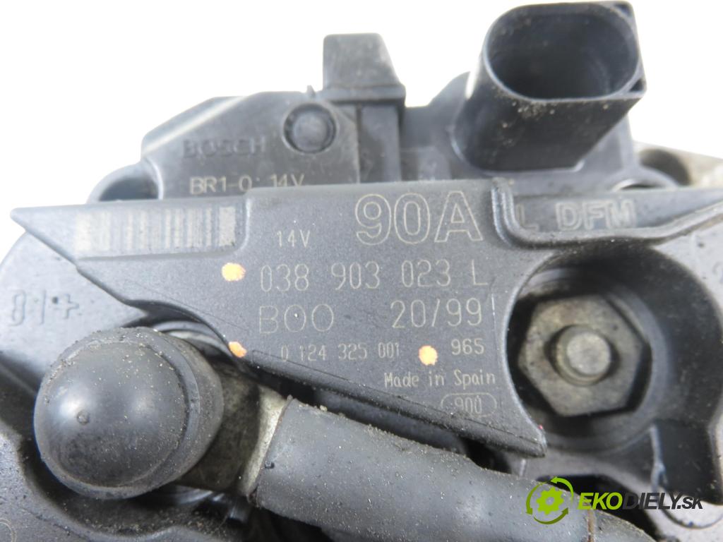 VW BORA (1J2) SEDAN 1999 66,00 1.9 TDI - AGR 1896,00 Alternátor 038903023L ; 0124214001 (Alternátor)