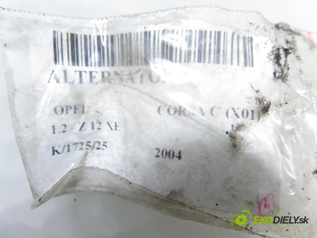 OPEL CORSA C (X01) HB 2004 55,00 1.2 16V 75 - Z 12 XE 1199,00 Alternátor 0124425010 ; 13143128 (Alternátor)