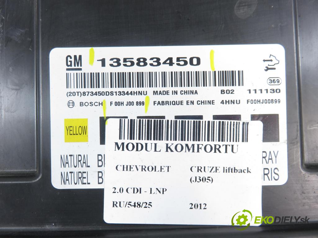CHEVROLET CRUZE liftback (J305) HB 2012 120,00 2.0 Dsl - LNP 1998,00 MODUL komfortu 13583450 ; F00HJ00899