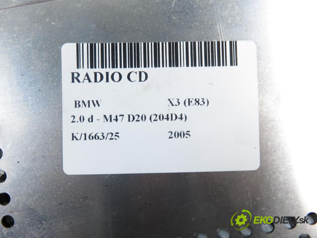 BMW X3 (E83) SUV 2005 110,00 2.0 d 150 - M47 D20 (204D4) 1995,00 RADIO CD 4154936