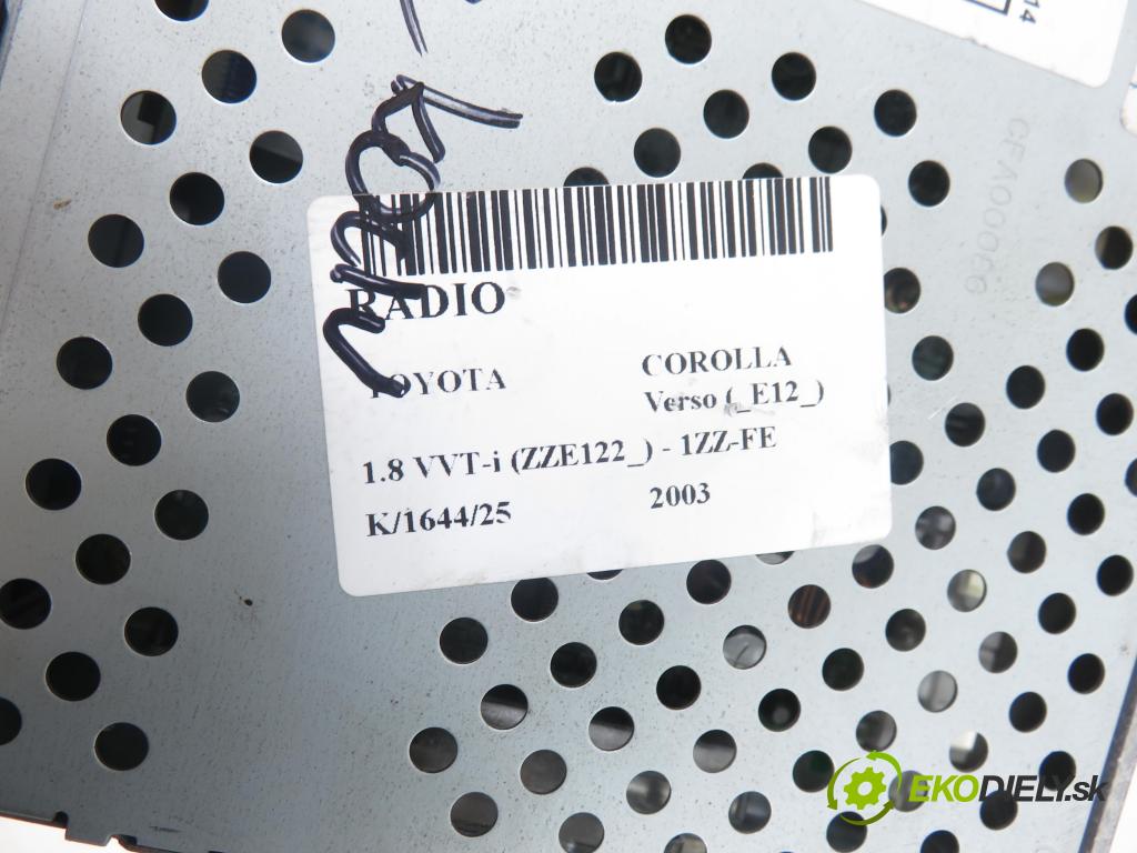 TOYOTA COROLLA Verso (_E12_) MINIVAN 2003 99,00 1.8 VVT-i 135 (ZZE122_) - 1ZZ-FE 1794,00 RADIO CD 8612002380