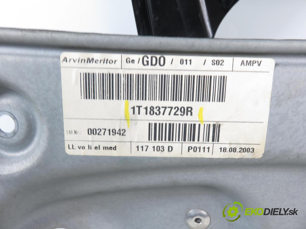 VW TOURAN (1T1, 1T2) MINIVAN 2005 75,00 1.6 - BGU 1595,00 Mechanizmus okien 1K0959793C ; 1T1837729R