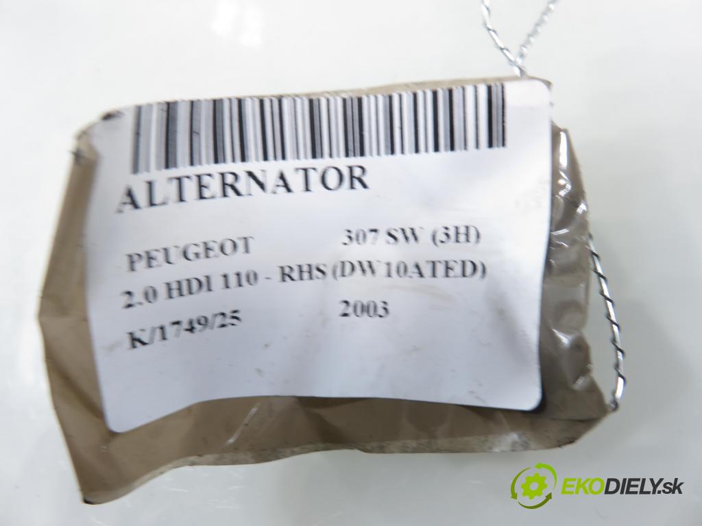 PEUGEOT 307 SW (3H) KOMBI 2003 79,00 2.0 HDI 110 - RHS 1997,00 Alternátor 9646477580 (Alternátor)
