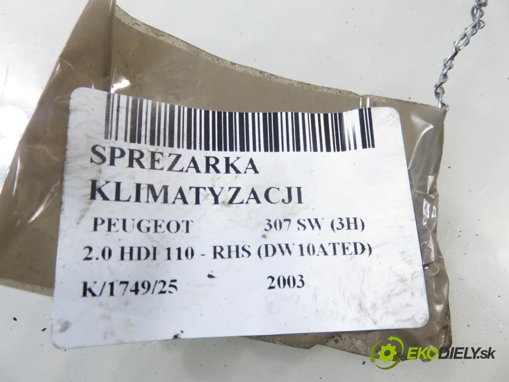 PEUGEOT 307 SW (3H) KOMBI 2003 79,00 2.0 HDI 110 - RHS 1997,00 KOMPRESOR: klimatizácie SD6VR0 (Kompresor klimatizácie)