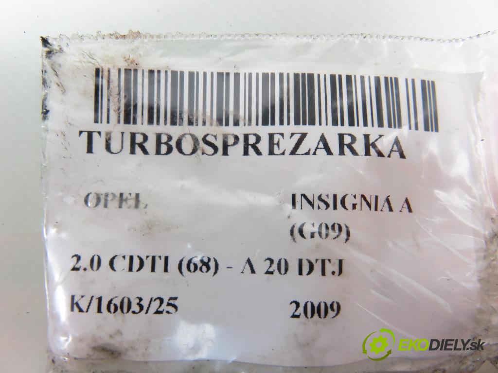 OPEL INSIGNIA A (G09) LIFTBACK 2009 96,00 2.0 CDTI (68) - A 20 DTJ 1956,00 Turbodúchadlo 55570748 (Turbodúchadlo (kompletné))