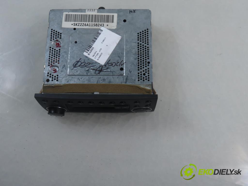 SKODA FABIA I (6Y2) HB 2003 74,00 1.9 TDI PD 100 - ATD 1896,00 RADIO 6Y0035160A