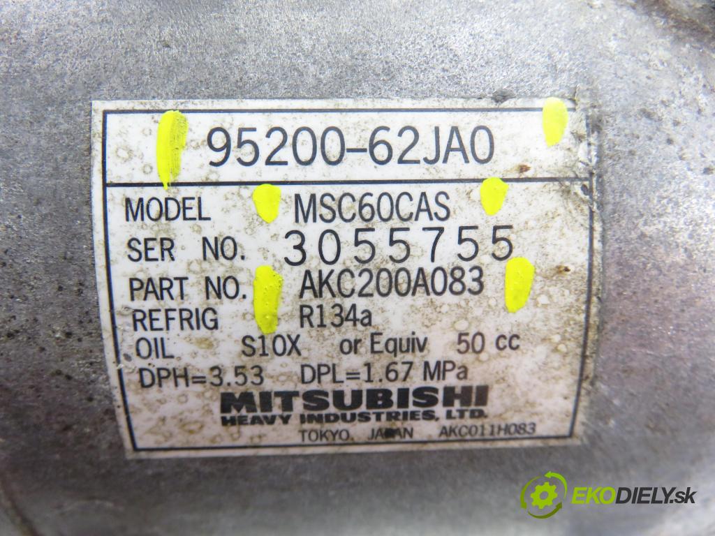 FIAT SEDICI (189_) CROSSOVER 2010 88,00 1.6 16V 120  4x4 - M16A 1586,00 KOMPRESOR: klimatizácie 9520062JA0 ; AKC200A083 ; MSC60CAS (Kompresor klimatizácie)