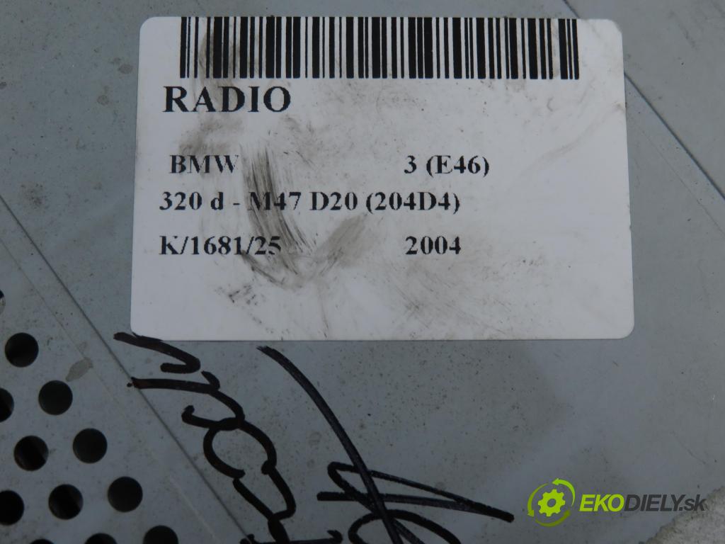 BMW 3 (E46) SEDAN 2004 110,00 320 d 150 - M47 D20 (204D4) 1995,00 RADIO 6944696