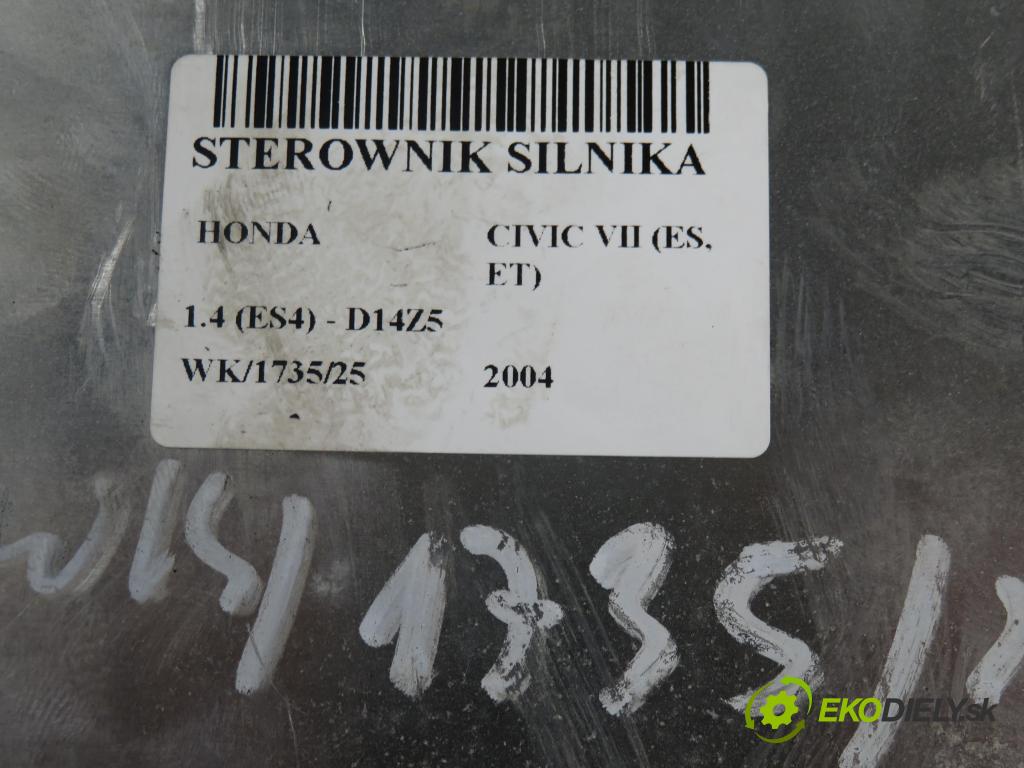 HONDA CIVIC VII Hatchback (EU, EP, EV) HB 2004 55,00 1.4 i 75 - D14Z6 1396,00 Riadiaca jednotka Motor 37820PMAG22 ; 363587AX07
