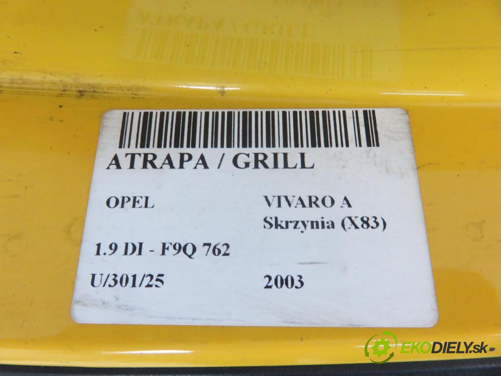 OPEL VIVARO A Skrzynia (X83) FURGON 2003 60,00 1.9 DI 80 - F9Q 762 1870,00 mřížka / maska 91166765 ; 8200044873