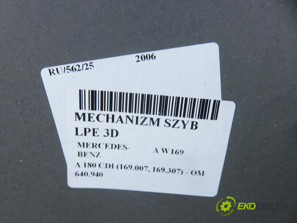 MERCEDES-BENZ KLASA A (W169) HB 2006 80,00 2.0 CDI 109 - OM 640.940 1991,00 mechanismus oken 3D A1697201179 ; A1698206926