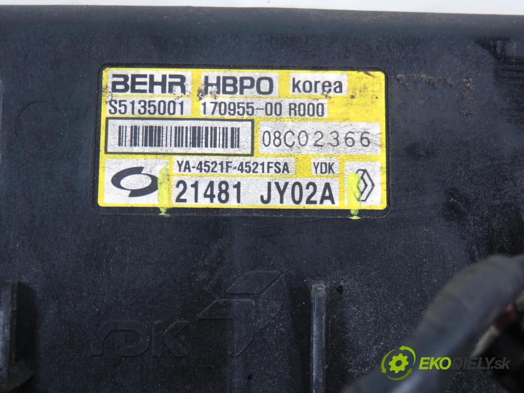 RENAULT KOLEOS I (HY_) SUV 2008 110,00 2.0 dCi 4x4 150 - M9R 832 1995,00 ventilátor chladič PODNEBÍ / VODA 21481JY02A