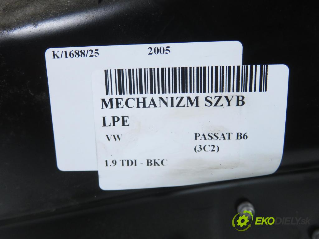VW PASSAT B6 (3C2) SEDAN 2005 77,00 1.9 TDI PD 105 - BKC 1896,00 Mechanizmus okien 1K0959793G ; 3C1837755F