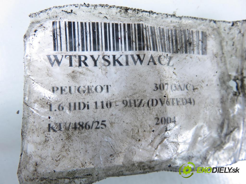 PEUGEOT 307 (3A/C) HB 2004 80,00 1.6 HDi 110 1560,00 vstrekovač 0986435090 (Vstrekovač paliva)