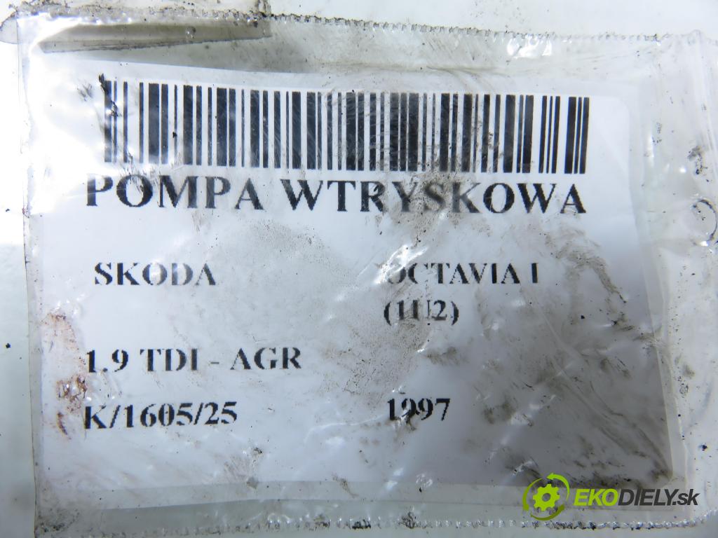 SKODA OCTAVIA I (1U2) LIFTBACK 1997 66,00 1.9 TDI 90- AGR 1896,00 Pumpa vstrekovacia 038130107D ; 0460404977 (Vstrekovacie čerpadlo)
