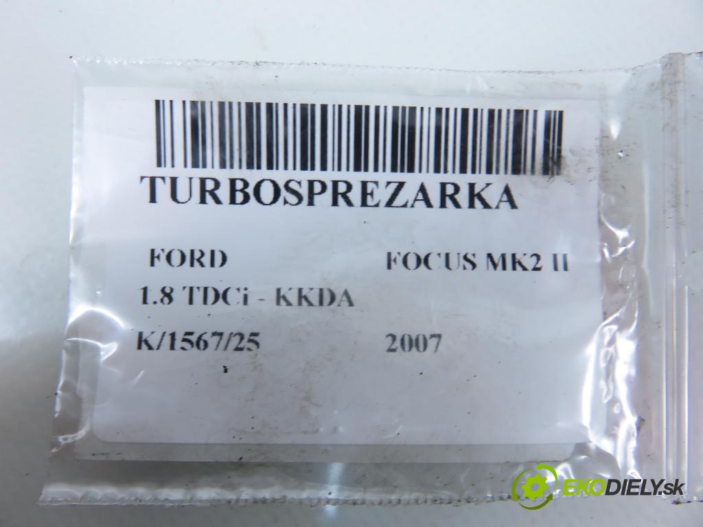 FORD FOCUS II (DA_, HCP) HB 2007 85,00 1.8 TDCi 115 - KKDA 1753,00 Turbodúchadlo 7G9Q6K682BB (Turbodúchadlo (kompletné))