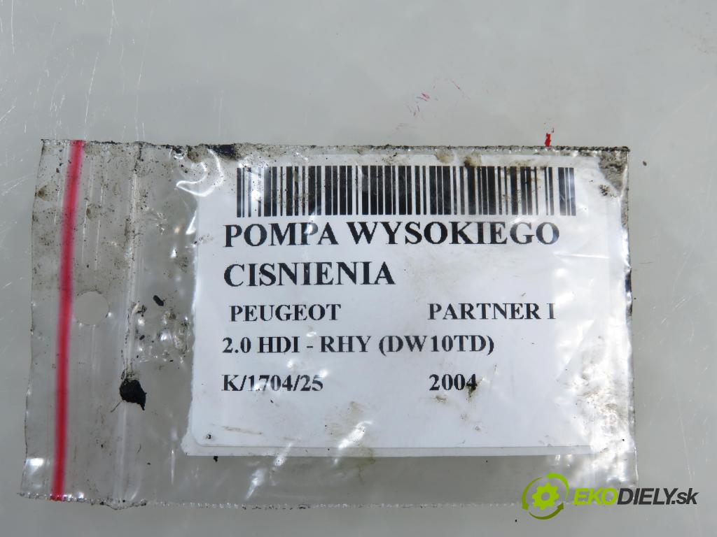 PEUGEOT PARTNER Combispace (5F) KOMBIVAN 2004 66,00 2.0 HDI - RHY (DW10TD) 1997,00 pumpa vysokého TLAK: FTP618610 ; 5WS40018 ; 9636818480