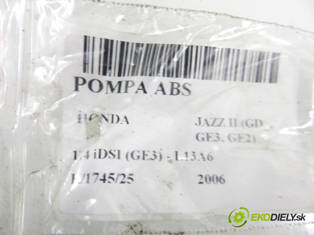 HONDA JAZZ II (GD_, GE3, GE2) HB 2006 0,00 1.4 iDSI (GE3) - L13A6 1339,00 Pumpa ABS A404400139 (Pumpa ABS)