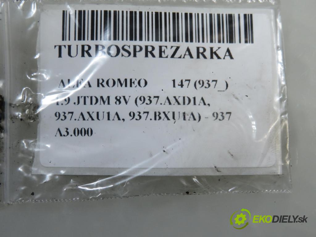 ALFA ROMEO 147 (937_) HB 2006 88,00 1.9 JTDM 8V (937.AXD1A, 937.AXU1A, 937.BXU1A) - 93 1910,00 Turbodúchadlo 55205177 (Turbodúchadlo (kompletné))