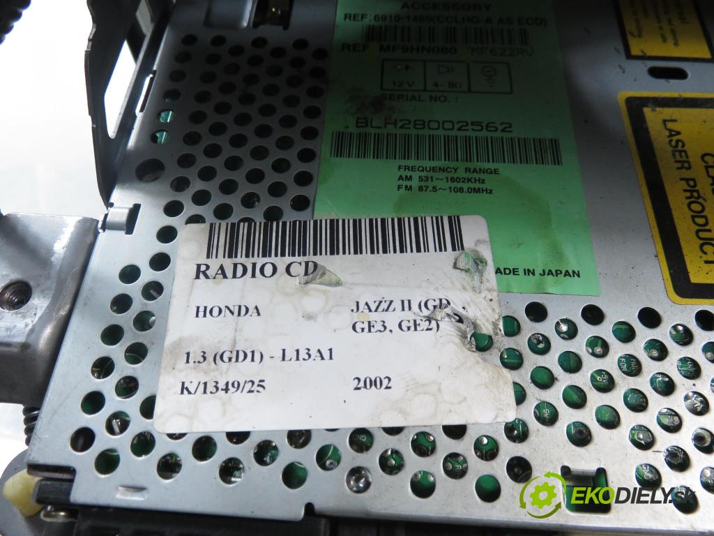 HONDA JAZZ II (GD_, GE3, GE2) HB 2002 61,00 1.3 (GD1) - L13A1 1339,00 RADIO CD MF9HN080