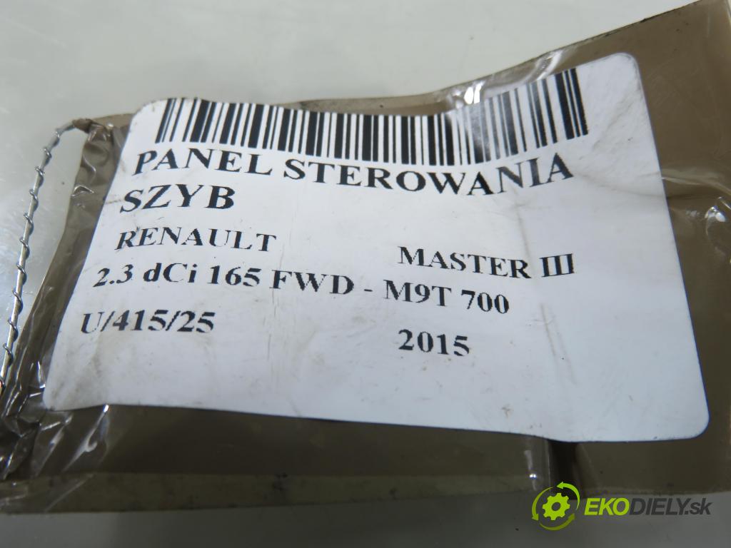 RENAULT MASTER III Platforma / podwozie (EV, HV, UV) KABINA/PLATFORMA 2015 0,00 2.3 dCi 165 FWD - M9T 700 2298,00 Panel ovládaní oken 8200637849