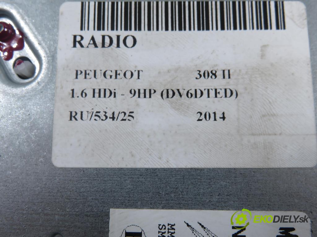 PEUGEOT 308 II HB 2014 68,00 1.6 HDi - 9HP (DV6DTED) 1560,00 RADIO 9807885880