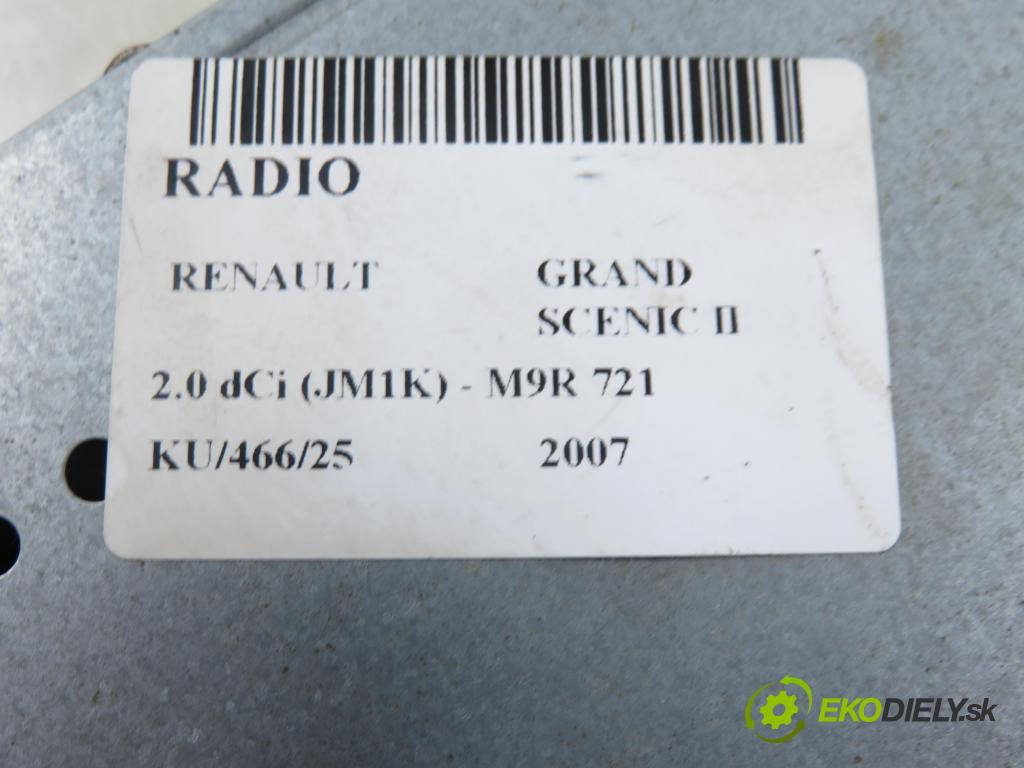 RENAULT GRAND SCENIC II (JM0/1_) MINIVAN 2007 110,00 2.0 dCi (JM1K) - M9R 721 1995,00 RADIO CD 8200562733T ; 8200562733C