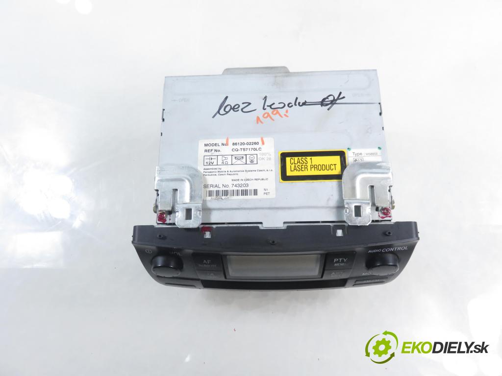 TOYOTA COROLLA kombi (_E12_) KOMBI 2004 81,00 1.6 VVT-i (ZZE121_) - 3ZZ-FE 1598,00 RADIO 8612002260