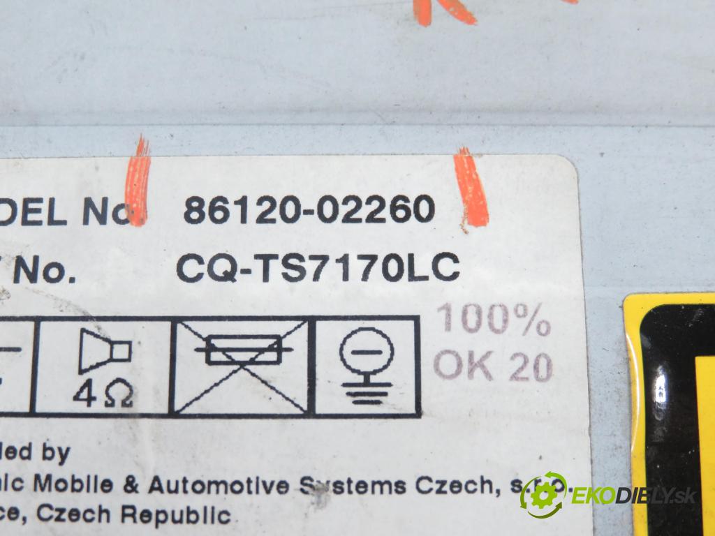 TOYOTA COROLLA kombi (_E12_) KOMBI 2004 81,00 1.6 VVT-i (ZZE121_) - 3ZZ-FE 1598,00 RADIO 8612002260