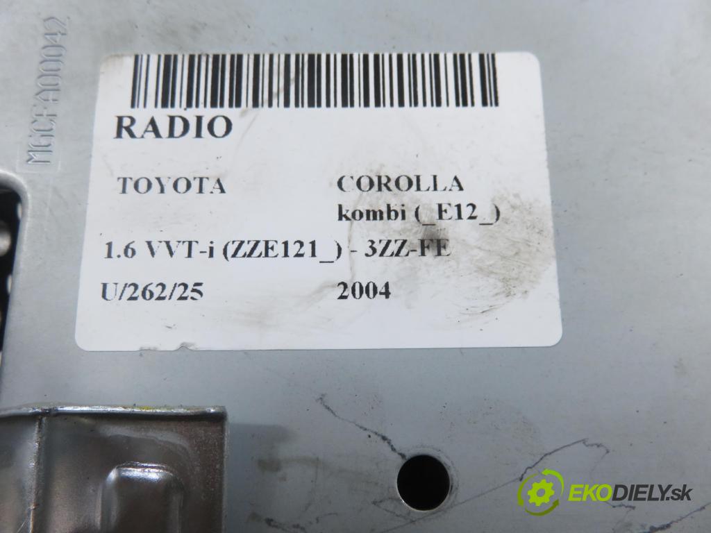 TOYOTA COROLLA kombi (_E12_) KOMBI 2004 81,00 1.6 VVT-i (ZZE121_) - 3ZZ-FE 1598,00 RADIO 8612002260