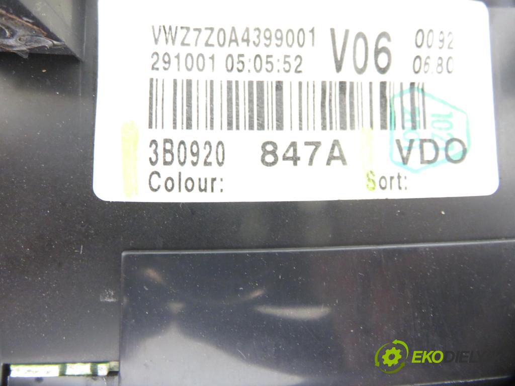 VW PASSAT B5.5 Variant (3B6) KOMBI 2001 96,00 1.9 TDI PD 130 - AVF 1896,00 Prístrojovka elektrický 3B0920847A