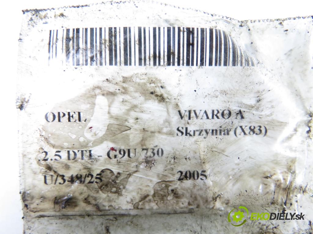 OPEL VIVARO A Skrzynia (X83) FURGON 2005 99,00 2.5 DTI 135 - G9U 730 2464,00 vstrekovač 0445110087 ; 8200101135 (Vstrekovač paliva)