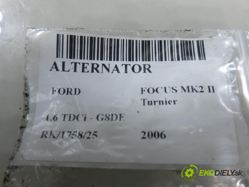 FORD FOCUS II Turnier (DA_, FFS, DS) KOMBI 2006 80,00 1.6 TDCi 109 - G8DE 1560,00 Alternátor  (Alternátor)