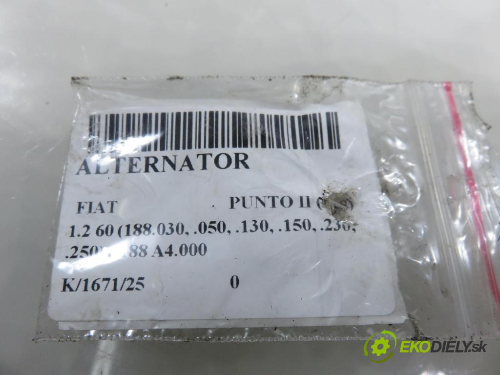 FIAT PUNTO (188_) HB 2003 44,00 1.2 60 - 188 A4.000 1242,00 Alternátor 46843093 ; MS1022118220 (Alternátor)
