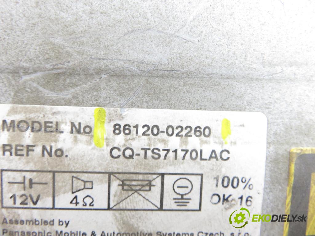 TOYOTA COROLLA (_E12_) HB 2004 81,00 1.6 VVT-i (ZZE121_) - 3ZZ-FE 1598,00 RADIO CD 8612002260